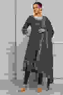 Teal Cotton Printed Anarkali Suit Set image number 6