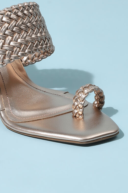Rose Gold PU Ring Toe Sandals image number 1