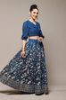 Blue Polyester Straight Kurta Skirt Suit Set image number 5