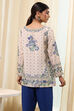 Off-White and Pink Modal Blend Straight Short Kurta image number 3