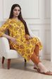 Yellow Floral Printed Straight Kurta image number 0