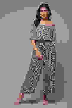 Navy LIVA Printed Jumpsuit image number 1