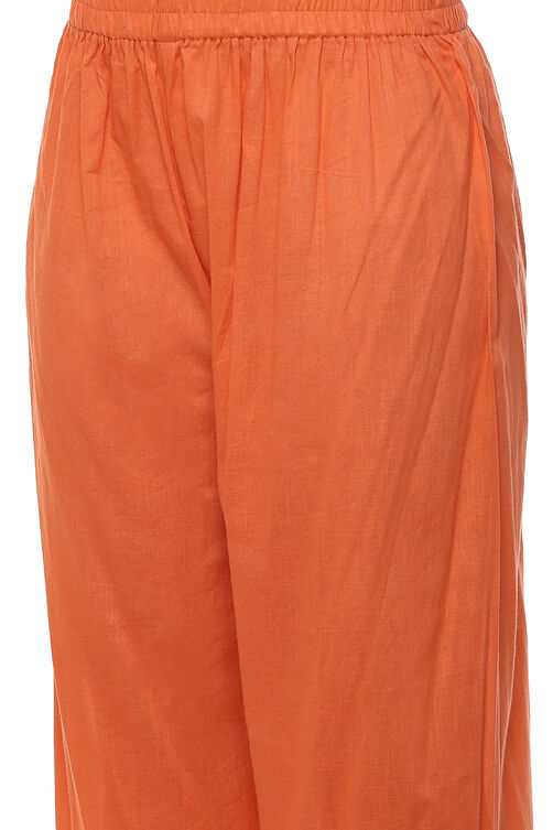 Peach Cotton Blend Unstitched Suit Set image number 3