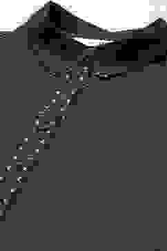 Navy Cotton Straight Fusion Yarndyed Kurta Set image number 1