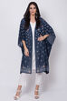 Indigo And White Viscose Cotton Front Open Printed Kurta image number 0