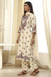 Beige Pure Cotton Printed Straight Suit Set image number 3