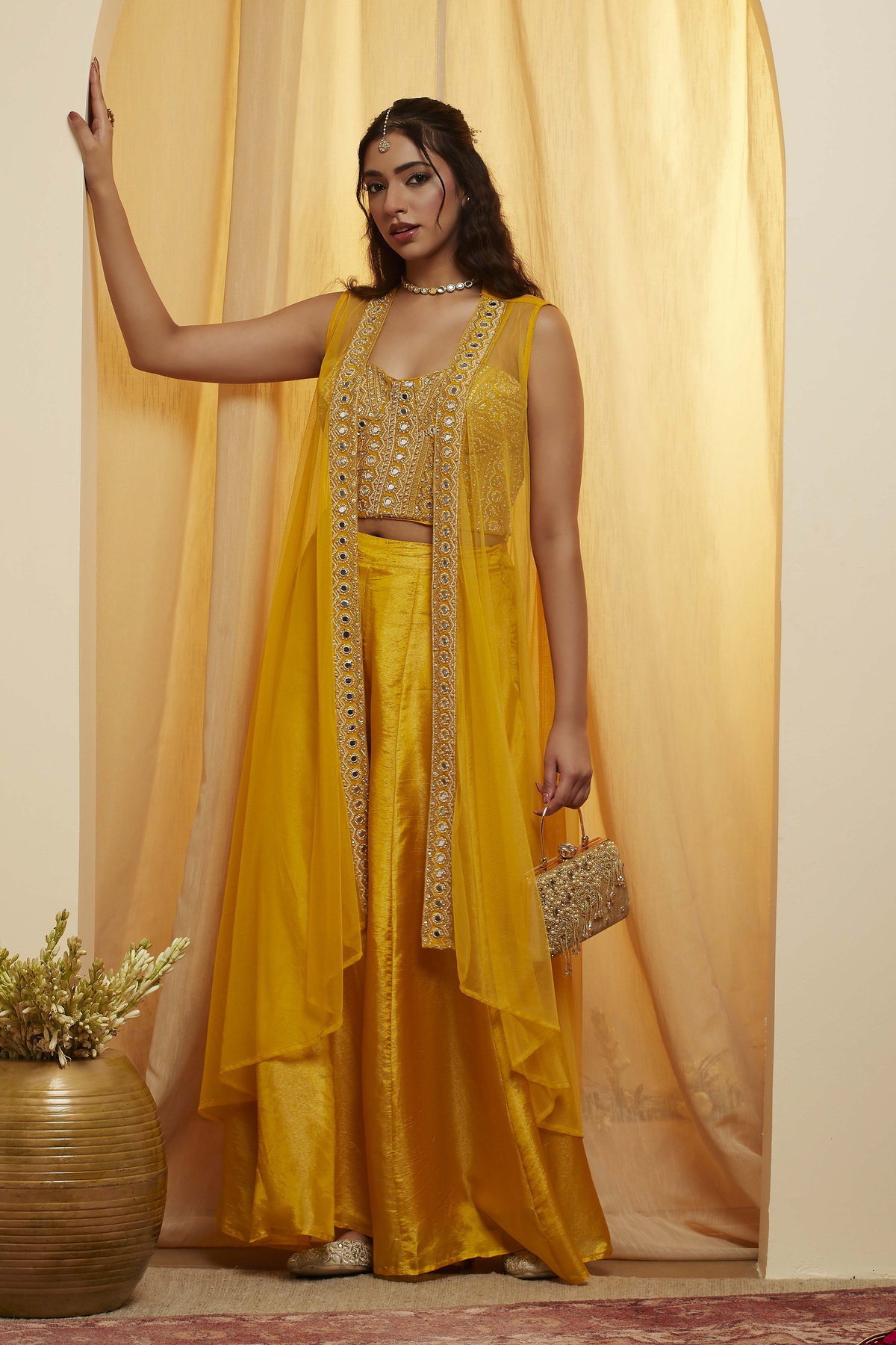 Yellow Viscose Rayon Kalidar Fusion Set