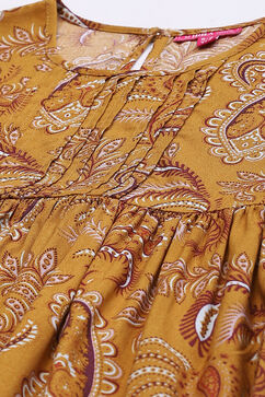 Yellow Rayon A-Line High Low Kurta image number 1