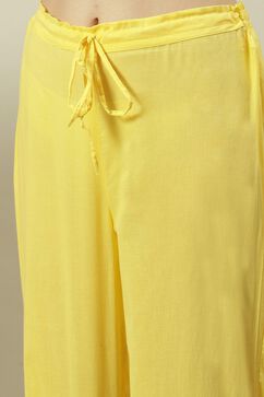 Yellow Solid Kalidar Kurta Regular Pants Suit Set image number 2