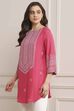 Pink Printed Short Kurta image number 2