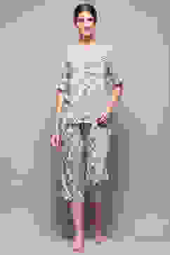 Off White & Blue Rayon Printed 2 Piece Sleepwear Set image number 6