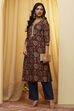 Maroon Polyester Straight Kurta