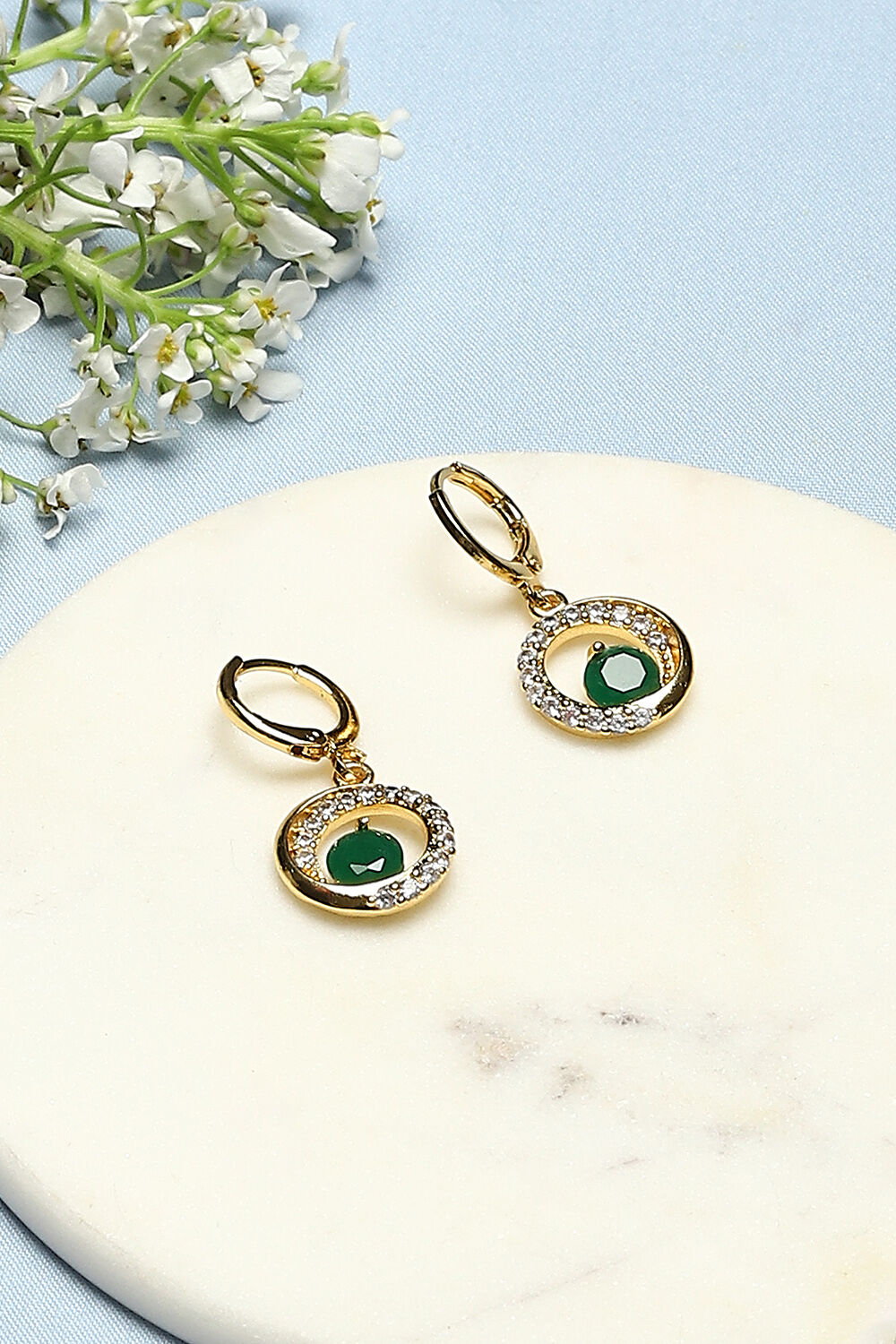 Green Brass Earrings image number 0
