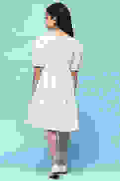 White Tiered Schiffli Cotton Dress image number 3