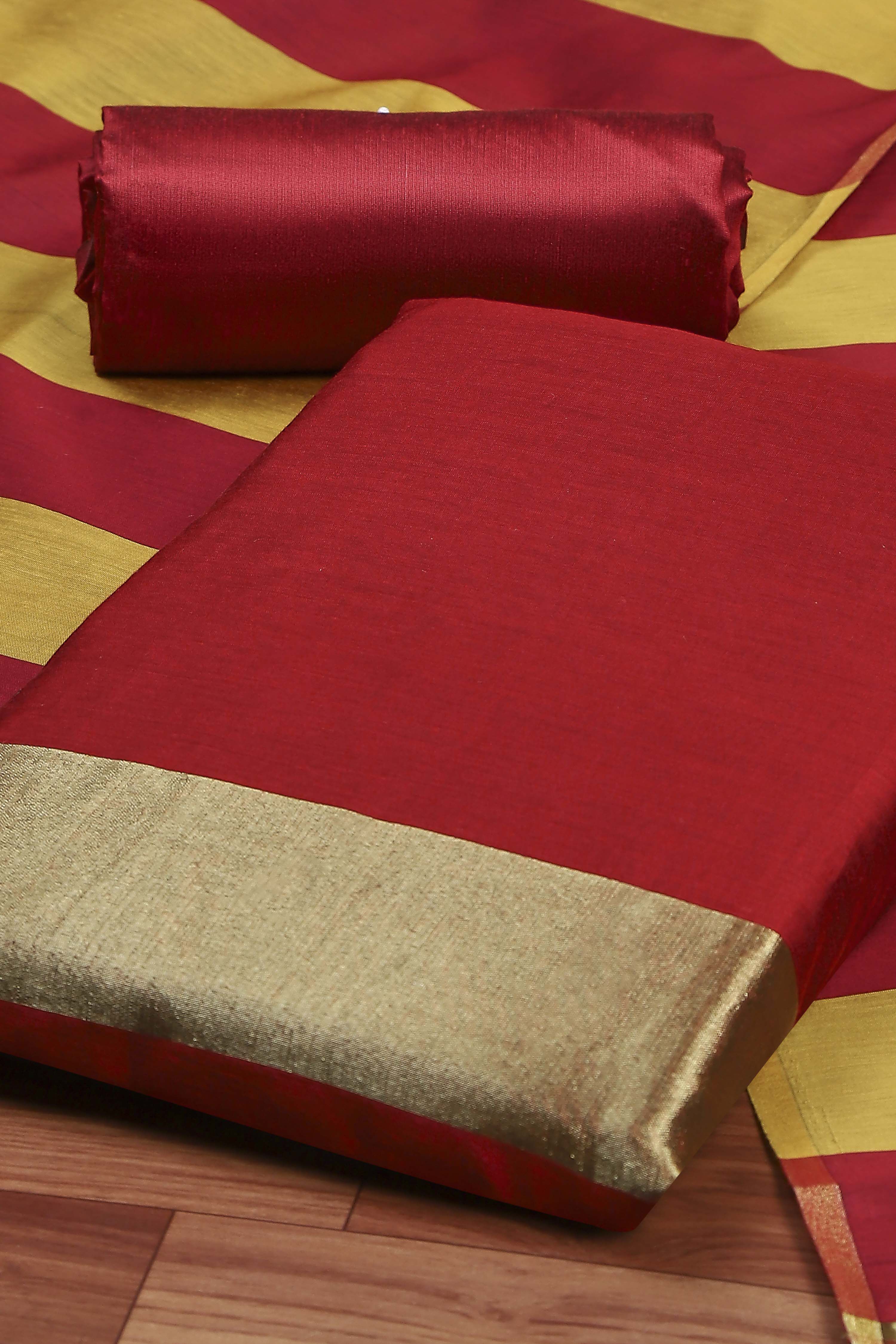 Onion Pink Cotton Unstitched Suit Set image number 1