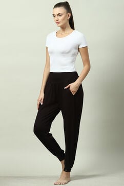 Black Viscose Relaxed Joggers image number 5