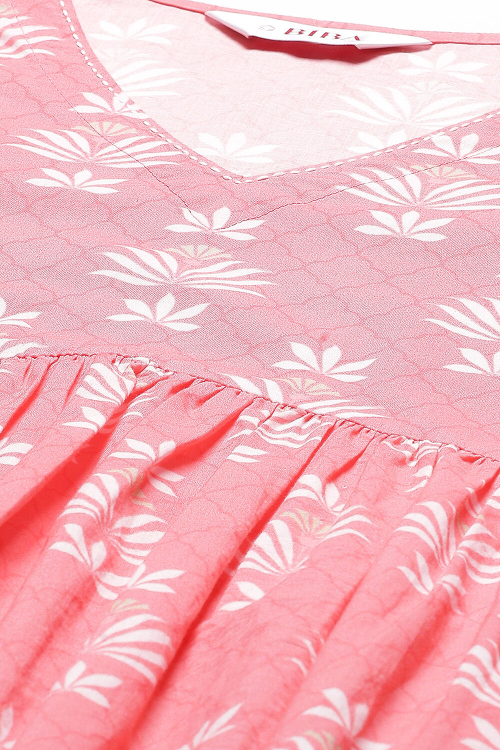 Peach Cotton Flared Kurta Set image number 1