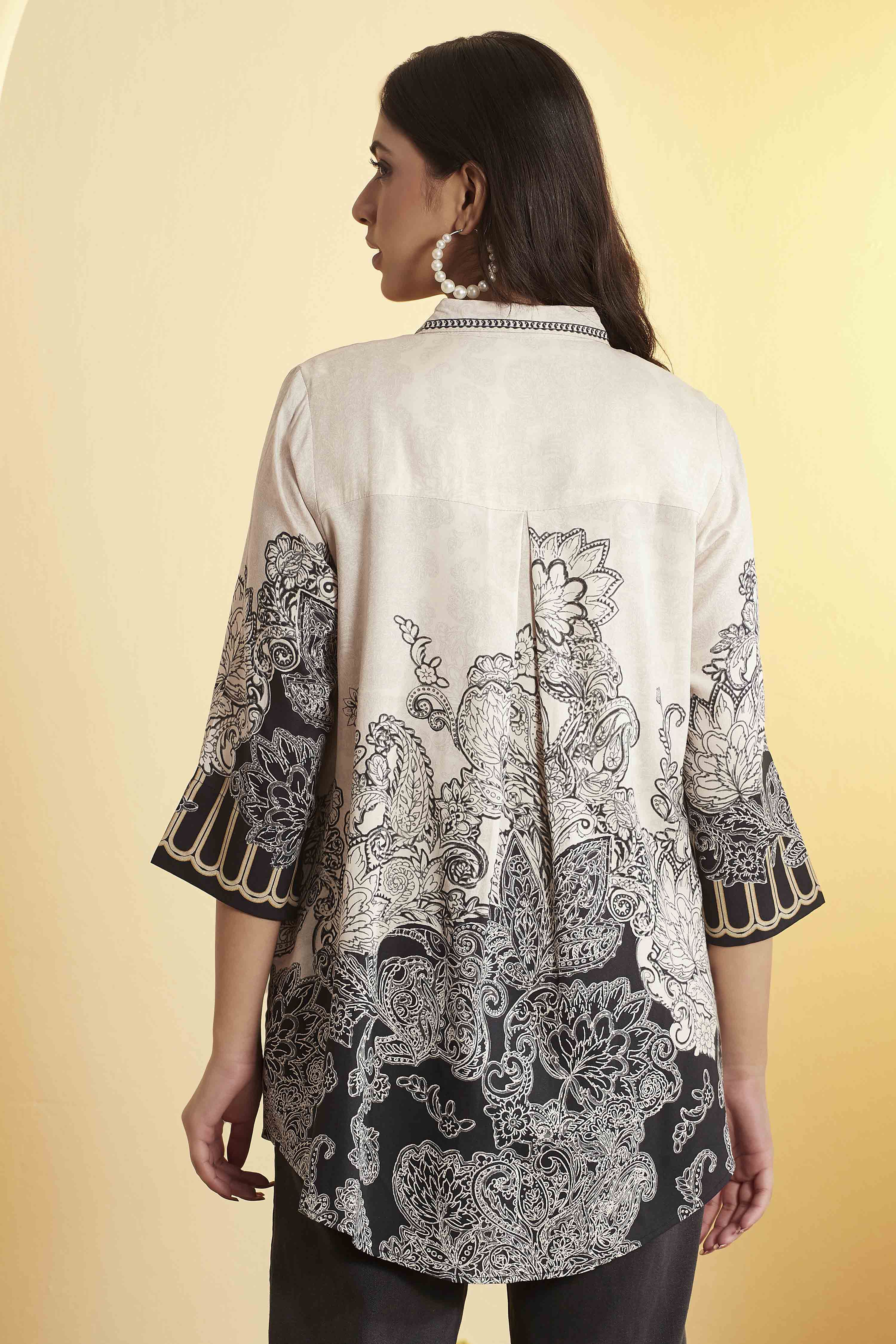 Black Viscose Rayon Straight Kurta image number 4