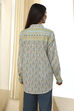 Blue Cotton Printed Straight Shirt image number 3
