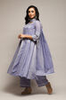 Blue Poly Cotton Anarkali Kurta Palazzo Suit Set image number 5