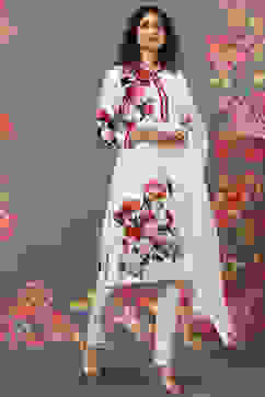 Rohit Bal Off White Cotton Straight Printed Suit Set image number 5