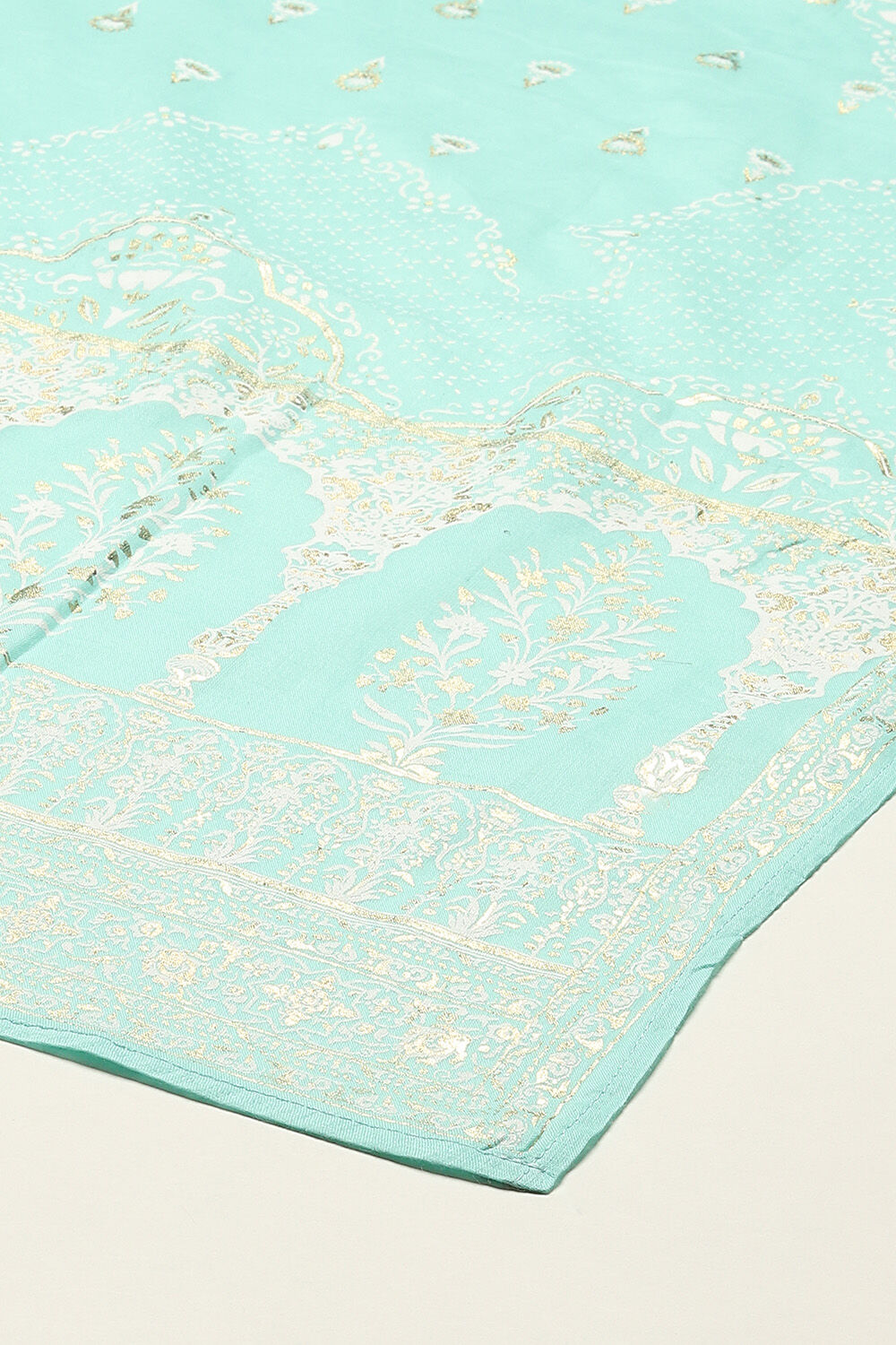 Sea Green Cotton Straight Kurta Pants Suit Set image number 3