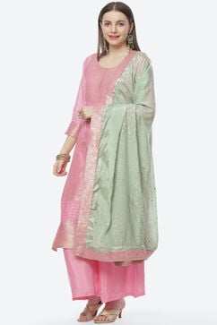 Pink Silk Woven Unstitched Suit Set image number 5