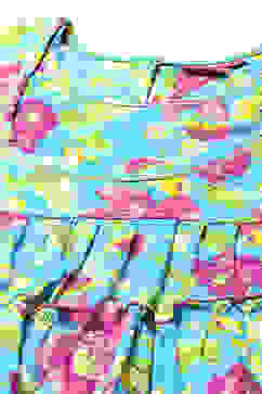 Turquoise Cotton Tiered Printed Suit Set image number 1