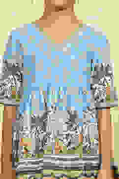 Blue Cotton Printed Straight Sharara Suit Set image number 1