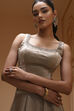 Grey Polyester Floral Embroidered Lehenga Set image number 8