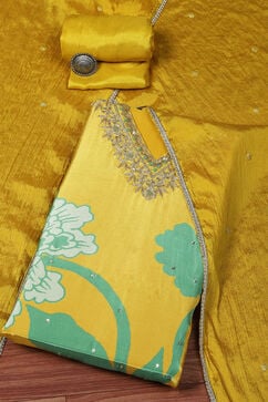 Yellow Crepe Unstitched Suit set image number 0