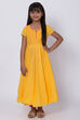 Yellow Cotton Anarkali Kurta Churidar Suit Set image number 2
