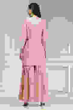 Light Pink Cotton Silk Embroidered Straight Suit Set image number 4