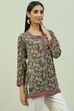 Grey Art Silk Straight Printed Kurti image number 3