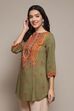 Green LIVA Straight Printed Kurti image number 2