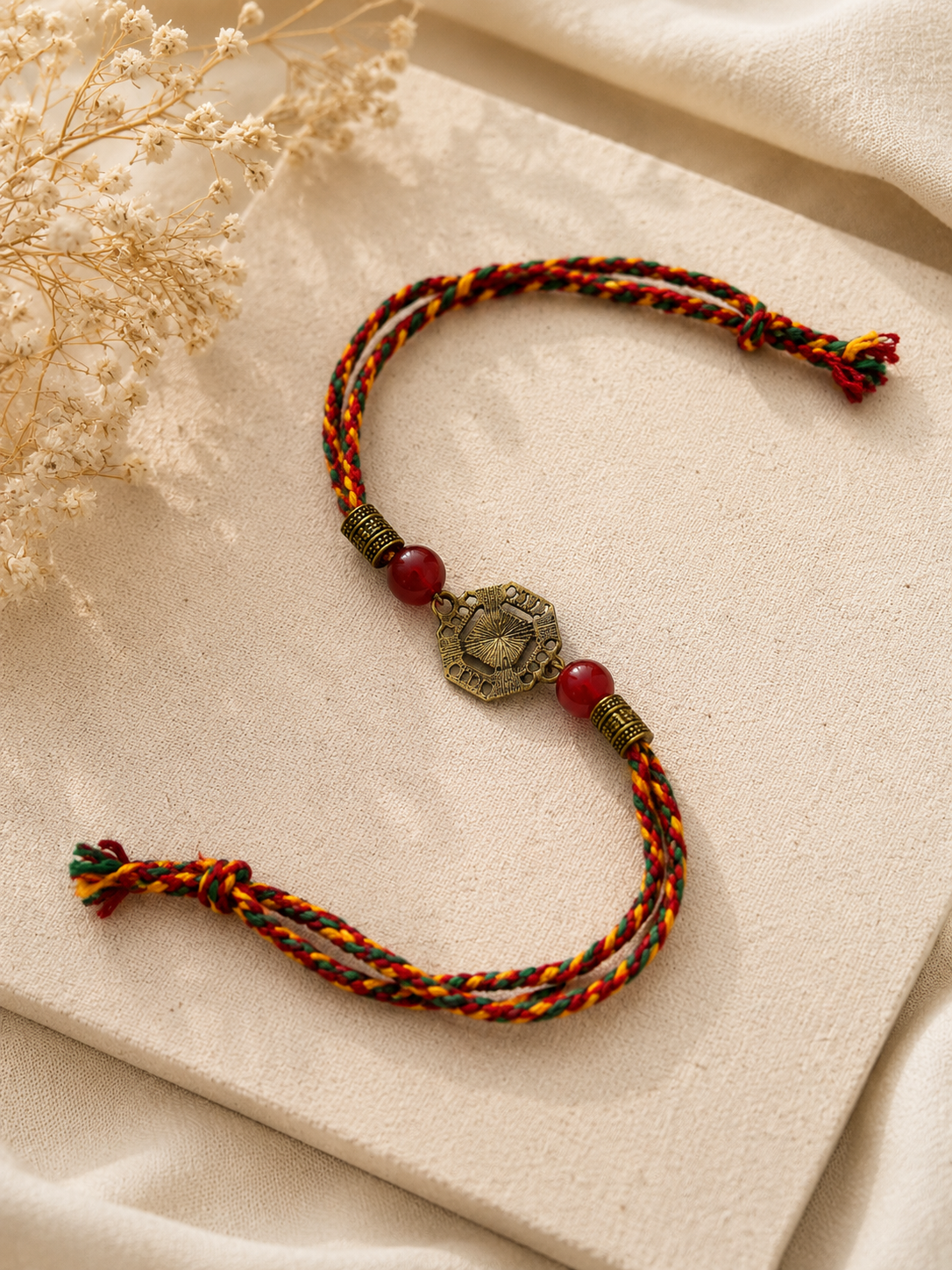 Multlicolor OM Shkti Antique Gold Rakhi image number 2