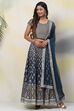 Teal Straight Art Silk Lehenga Set image number 2