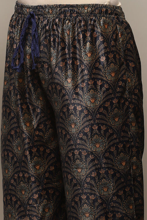 Peacock Blue Polyester Straight Printed 2 Piece Set image number 2