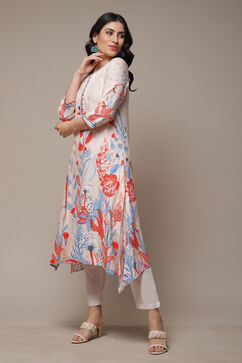 Ecru Rayon Straight Printed Kurta image number 3