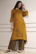 Mustard Yellow Viscose Rayon Straight Printed Kurta Pants Set image number 0