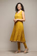 Lime Yellow Silk Layered Kurta Churidar Suit Set image number 8