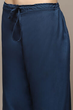 Teal Rayon Gathered Kurta Palazzo Suit Set image number 2