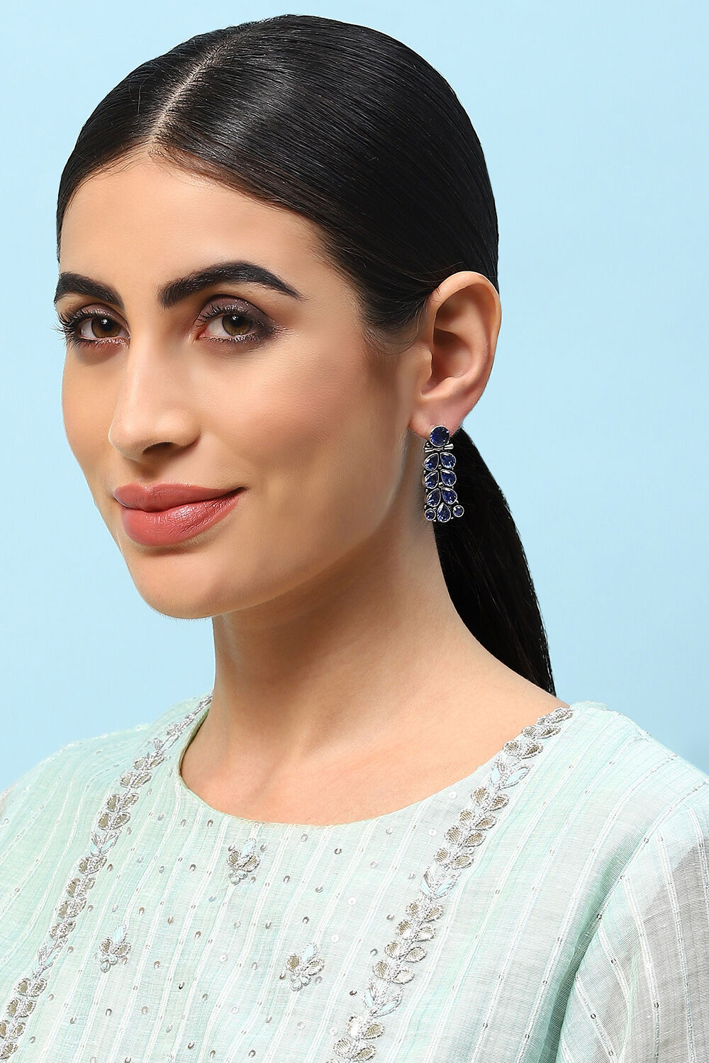 Blue Brass Earrings image number 3