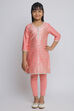 Turquoise Cotton Straight Kurta Legging Suit Set image number 2