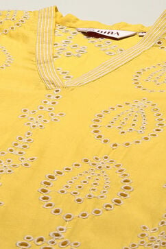 Yellow Cotton Asymmetric Suit Set image number 1