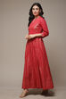 Red Cotton Straight Printed Dress image number 3