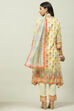 Pale Yellow Rayon Asymmetric Kurta Regular Pant Suit Set image number 4