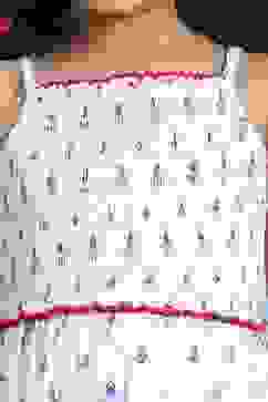 White Cotton Printed Regular Lehenga Set image number 1