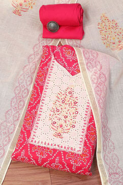 Pink Cotton Unstitched Suit Set image number 0