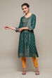 Bottle Green LIVA Straight Printed Kurta image number 0